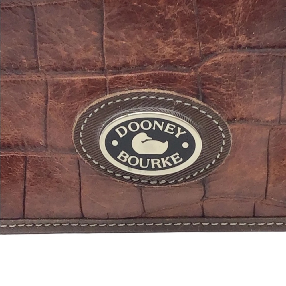 Dooney Brown Croc Embossed Shoulder Bag - Picture 7 of 10